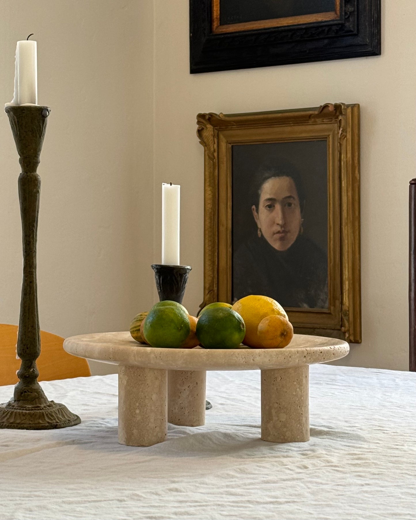 Pax Pedestal Travertine Tray