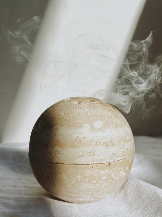 Travertine Incense Sphere Holder