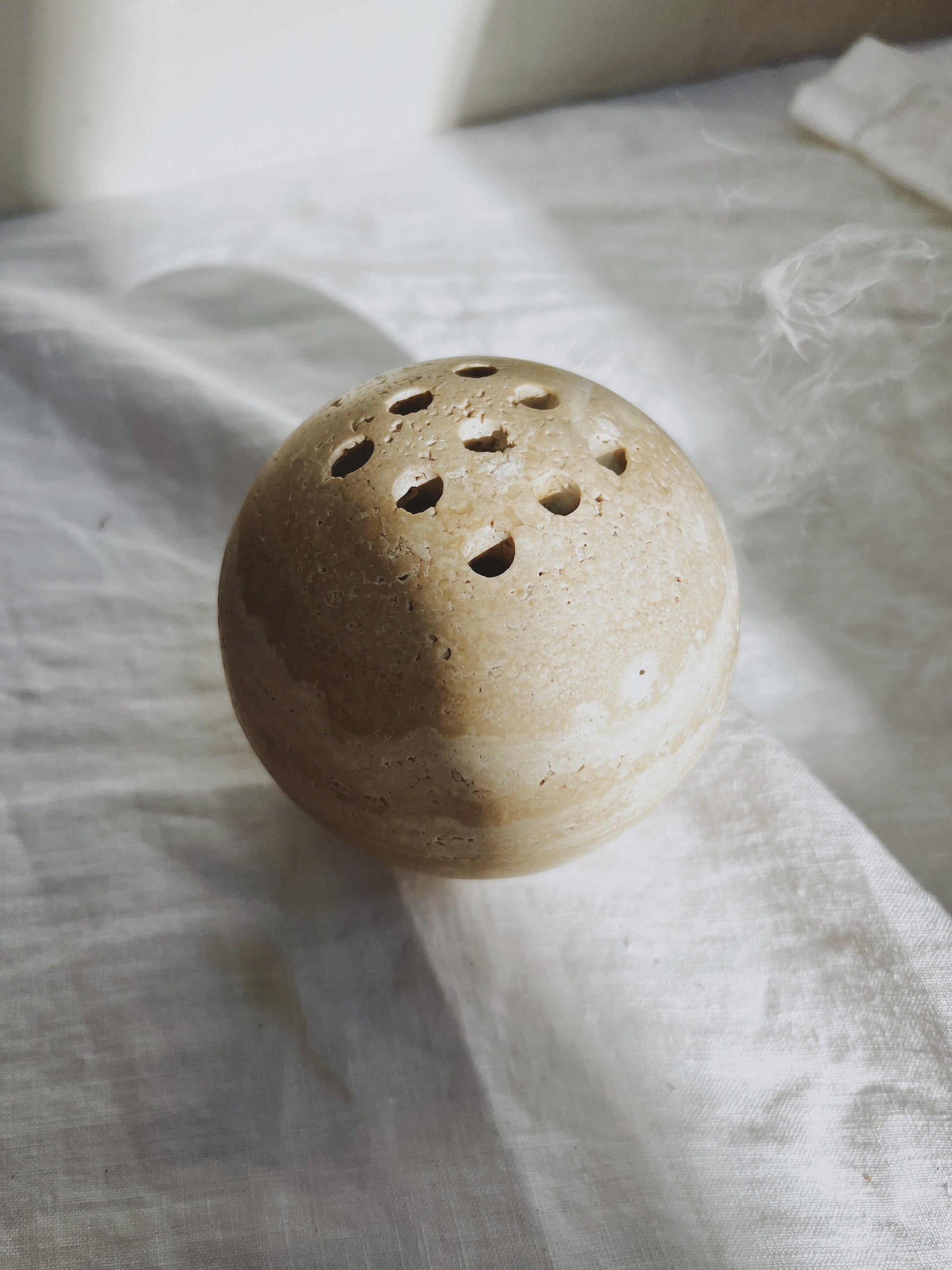 Travertine Incense Sphere Holder