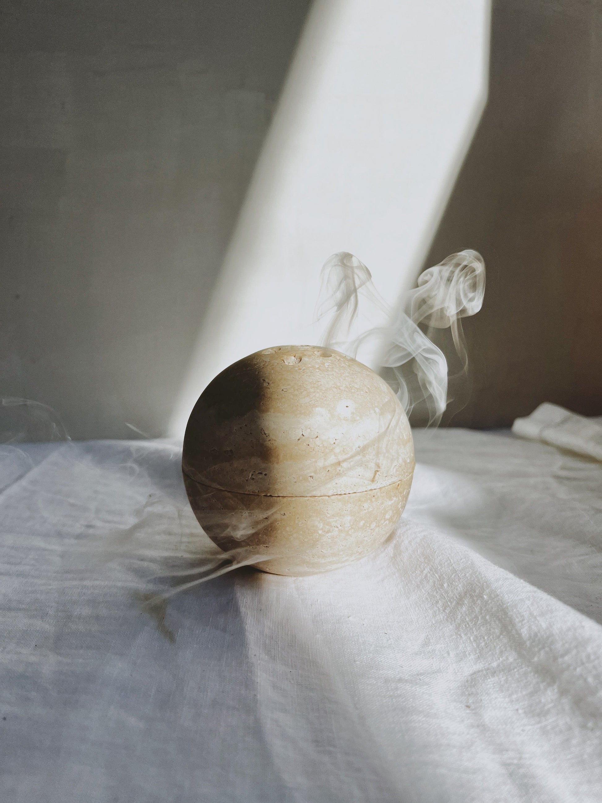 Travertine Incense Sphere Holder